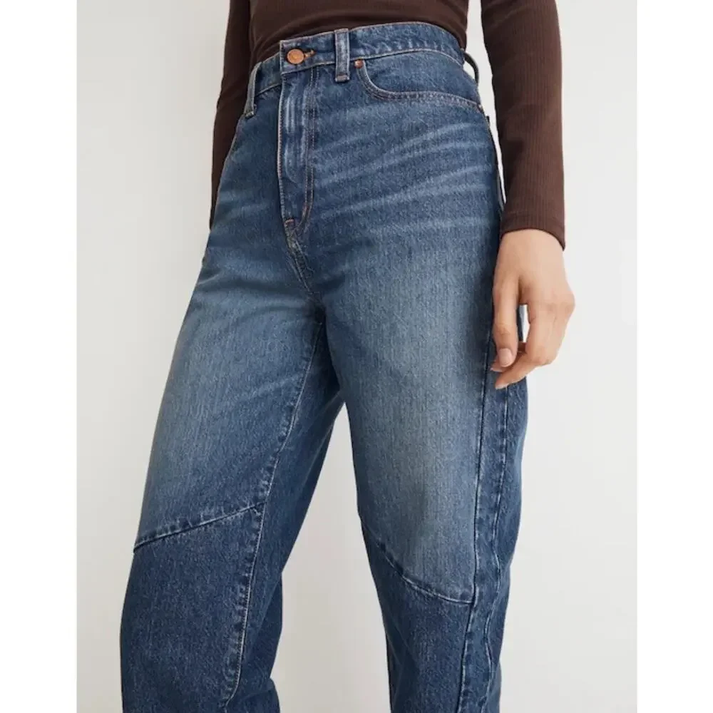 Madewell Baggy Tapered Jeans in Fanwell Wash: Two-Tone Edition Size 26 NWT